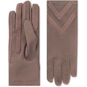 Women's Deep Taupe Spandex Gloves Warm Fleece Lined Chevron Touchscreen